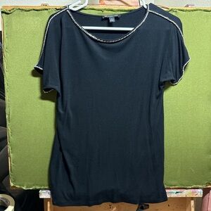 INC International Concepts Black Top with Silver Trim